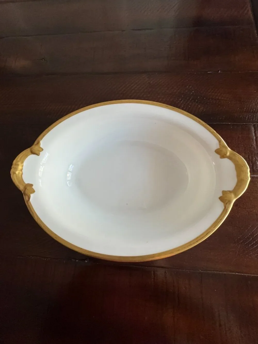 Antique C. Ahrenfeldt Limoges Gold Trim Oval Serving Bowl Gump's SF c. 1910
